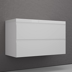 Style Line Тумба с раковиной Манхэттен 100 Plus подвесная эмаль белая матовая – фотография-3